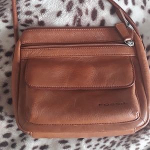 FOSSIL Brown Genuine Leather Crossbody Bag  Purse